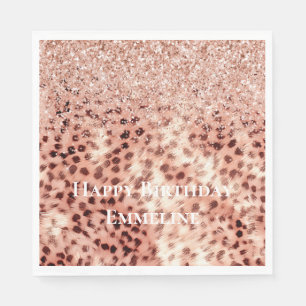 Chic Söt Girly Ro Guld Leopard Glitter Kärlek Pappersservett