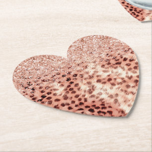 Chic Söt Girly Ro Guld Leopard Glitter Kärlek Underlägg Papper