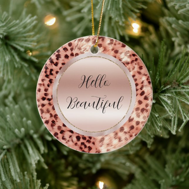 Chic Söt Girly Ro Guld Leopard Julgransprydnad Keramik (Träd)
