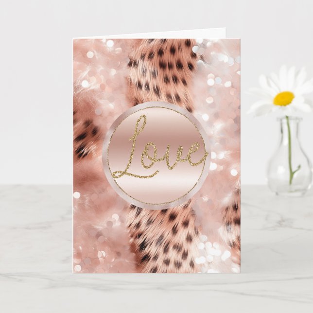 Chic Söt Girly Ro Guld Leopard Kort (Liten växt)