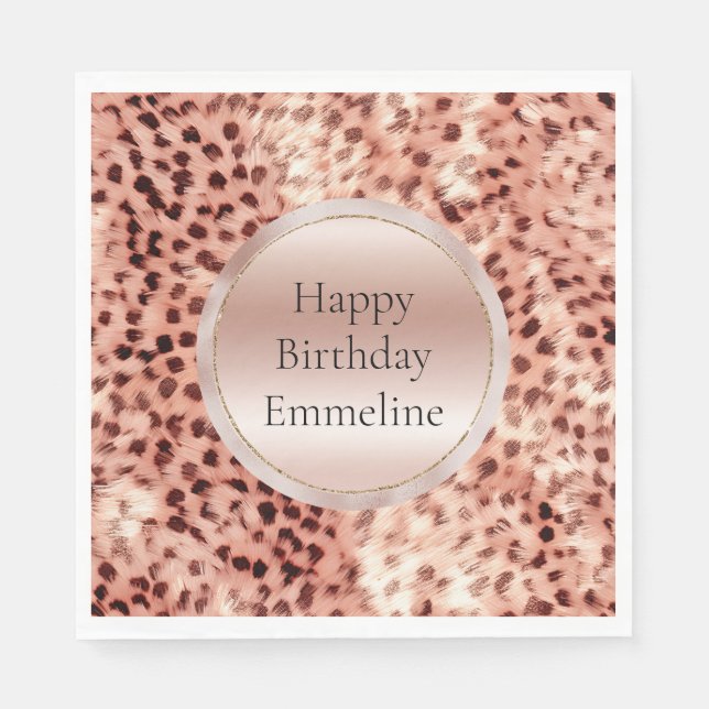 Chic Söt Girly Ro Guld Leopard Pappersservett (Framsidan)