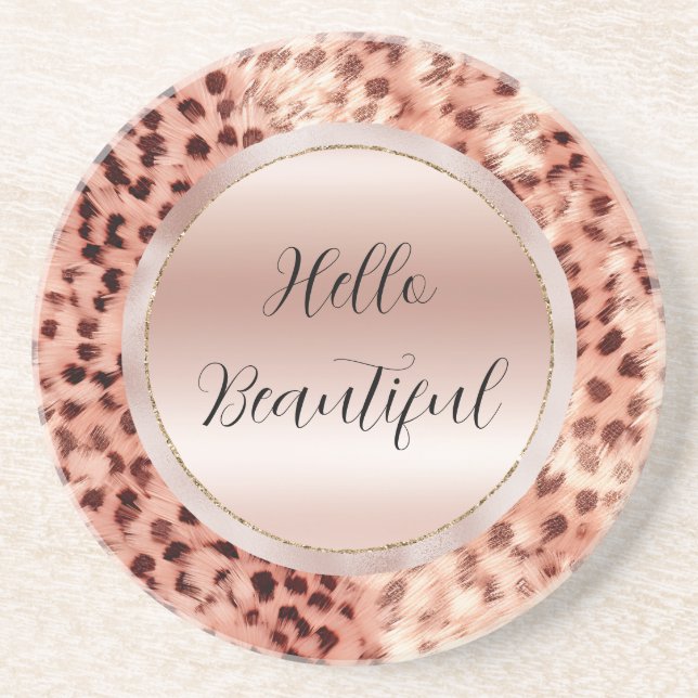 Chic Söt Girly Ro Guld Leopard Underlägg (Framsidan)