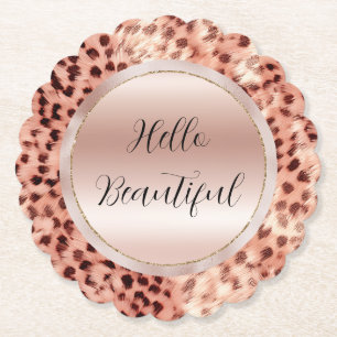 Chic Söt Girly Ro Guld Leopard Underlägg Papper