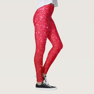 chic, söt ljusröd glitter mönster leggings