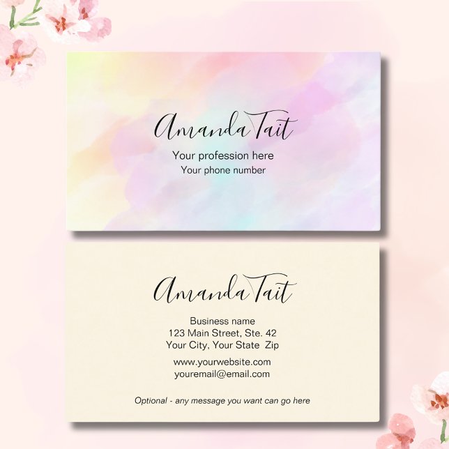 Chic Söt Pastels Elegant Salon Visitkort (Amazing complimentary colors blend together seamlessly on this striking business card.  )