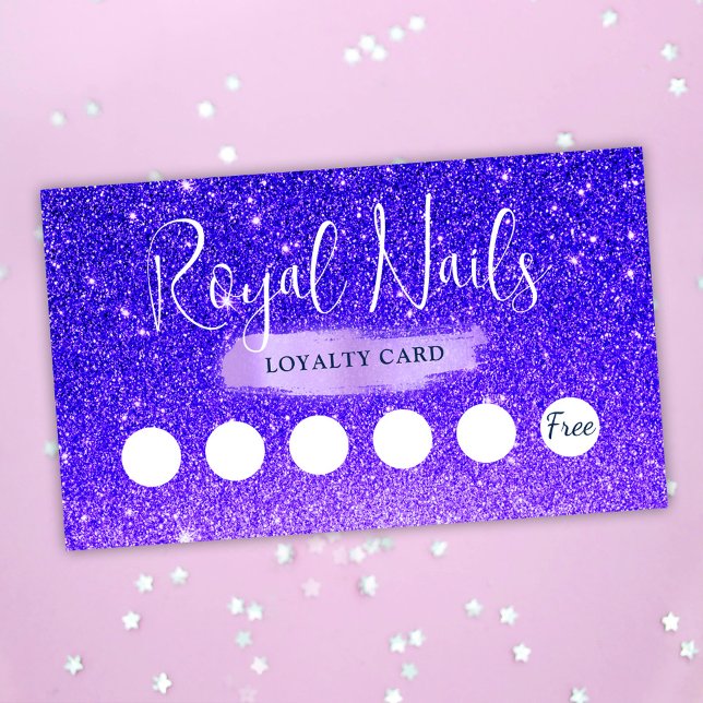 Chic SPA Nail Salon Makeup Loyalty Card Visitkort (Chic Glitter SPA Nail Salon Makeup Loyalty Card)
