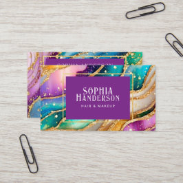 Chic Sparkly Glitter Golden Rainbow Agate Glamor Visitkort