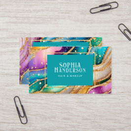 Chic Sparkly Glitter Golden Rainbow Agate Glamor Visitkort