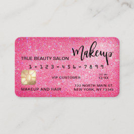 Chic Sparkly Neon Rosa Glitter Kredit Card Makeup Visitkort