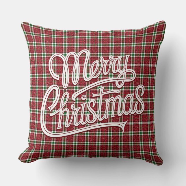 Chic Sparkly Plaid Christmas  Kudde (Framsida)