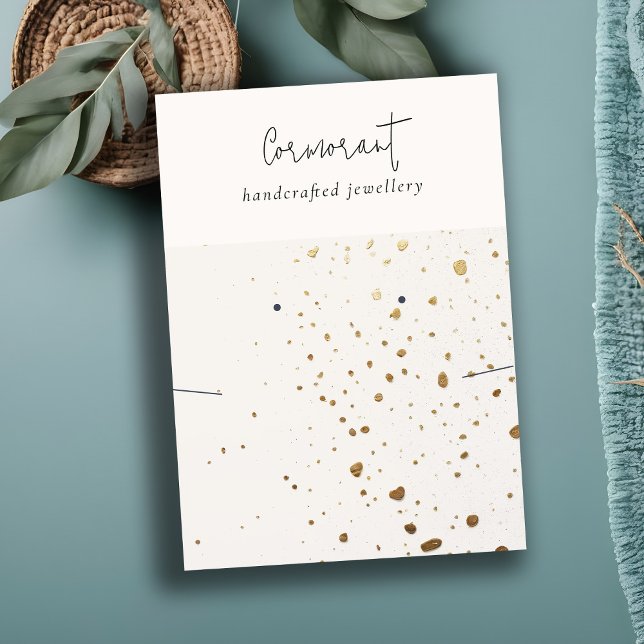 Chic Specklad Guld White Earring Necklace Visning Visitkort (Skapare uppladdad)