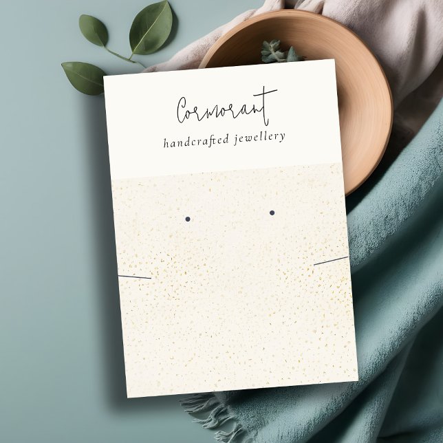 Chic Specklad Guld White Earring Necklace Visning Visitkort (Skapare uppladdad)