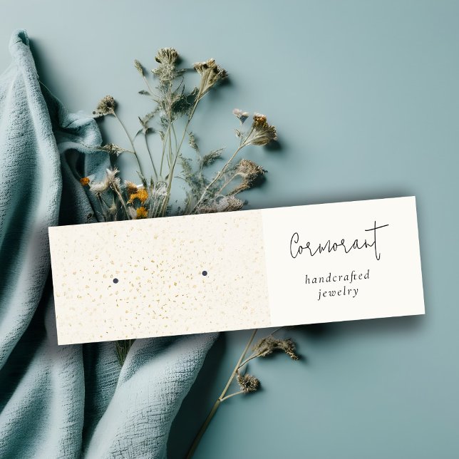 Chic Specklad Guld White Struktur Öarring Holder Mini Visitkort (Skapare uppladdad)