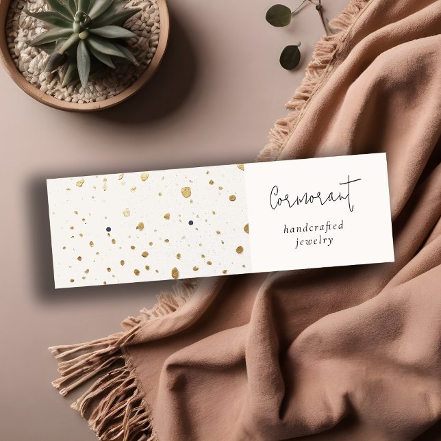 Chic Specklad Guld White Struktur Öarring Holder Mini Visitkort (Skapare uppladdad)
