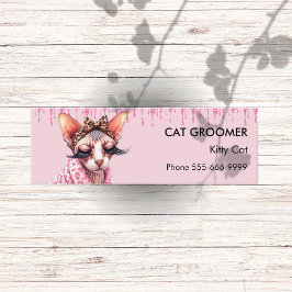 Chic Sphynx Cat Groomer Rosa Glitter-drivning Mini Visitkort