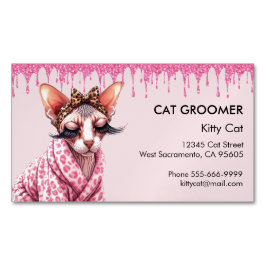 Chic Sphynx Cat Service Rosa Glitter-drivning Magnetiska Visitkort