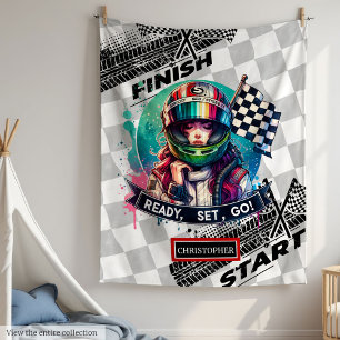 Chic Sport Car Blanket Little Racer Girl Birthday Fleecefilt