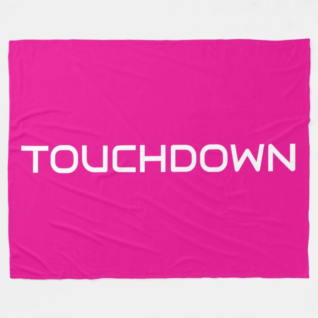 Chic Sportig TOUCHDOWN Modern Text På Ljusrosa Fleecefilt (Framsidan (Horisontell))