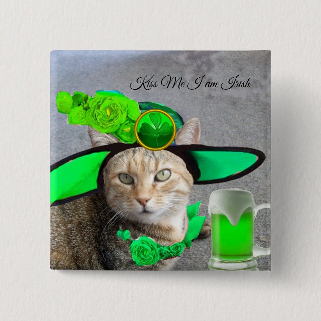 CHIC ST.PATRICK'S DAY CAT,GRÖNT RO,IRISH-ÖR KNAPP (Framsida)