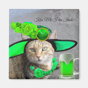 CHIC ST.PATRICK'S DAY CAT,GRÖNT RO,IRISH-ÖR MAGNET