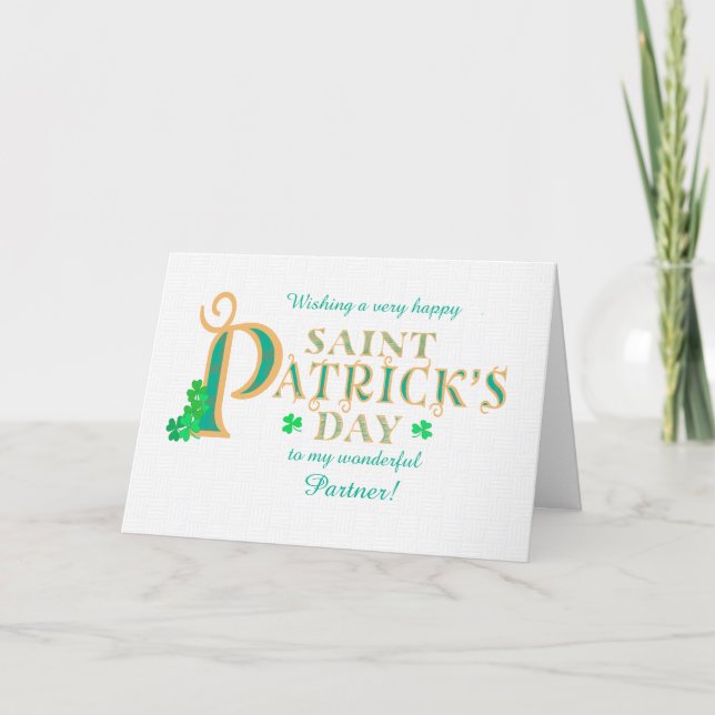 Chic St Patrick's Hälsning for Partner Shamrocks Kort (Framsida)