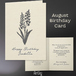 Chic Stamped Gladiolus August Birth Flower Linen Kort