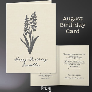 Chic Stamped Gladiolus August Birth Flower Linen Kort