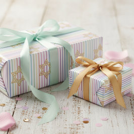 Chic Star of David Rainbow Striped Pattern Presentpapper