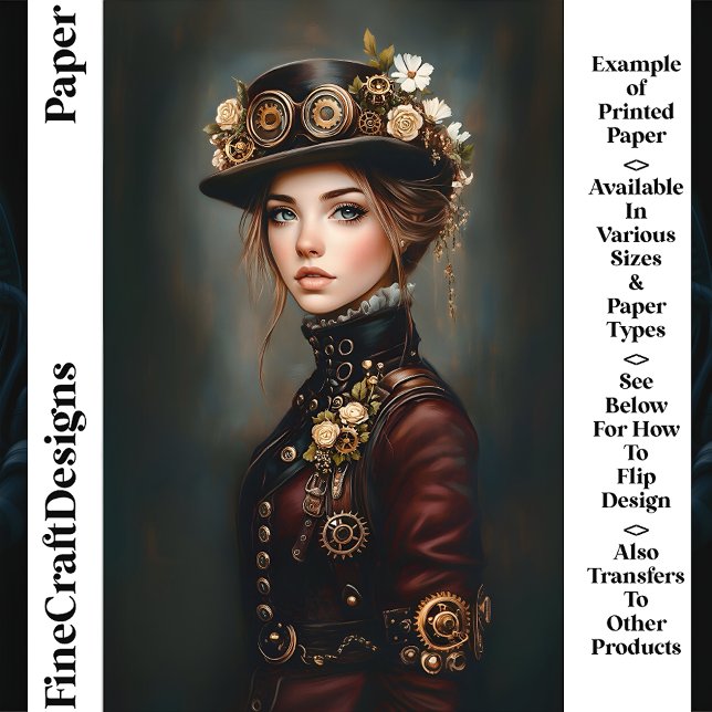 Chic Steampunk Kvinna Porträtt CJ3 Scrapbook Pappe (Skapare uppladdad)