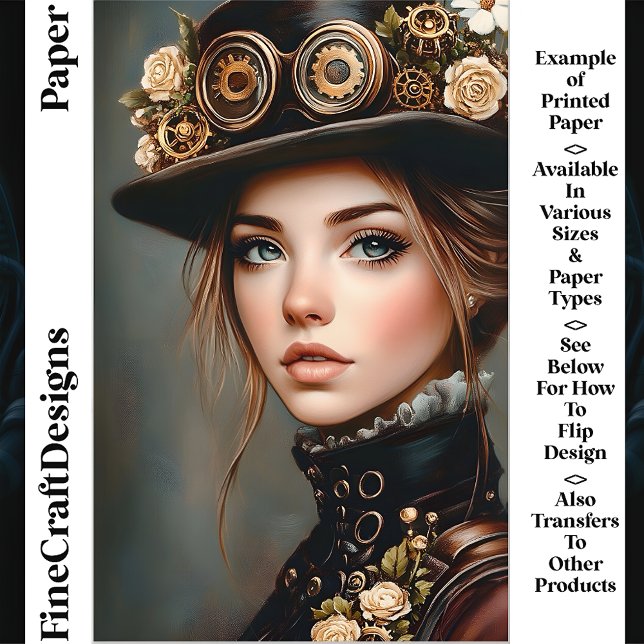 Chic Steampunk Kvinna Porträtt CJ4 Scrapbook Pappe (Skapare uppladdad)