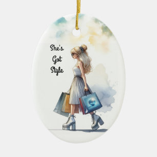 Chic Stilfull Blond Mode Personlig Julgransprydnad Keramik