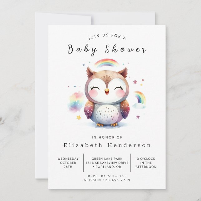 Chic Stollig Uggla Baby Shower Inbjudningar (Framsida)