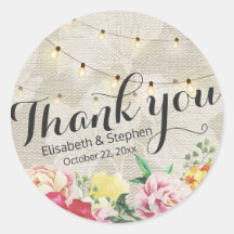 Chic String Ljus Linen Blommigt Bröllop Tack