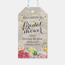 Chic String Ljus Linen Blommigt Tack Gift-Märkre