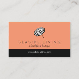 Chic Stripe Beach Parbrella Logotyp Coral Visitkort