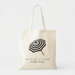 Chic Stripe Beach Parbrella Logotyp Tygkasse