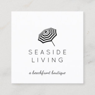 Chic Stripe Beach Umbrella Logotyp Boutique Fyrkantigt Visitkort
