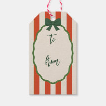 Chic Striped Red & Green Retro Merry Christmas