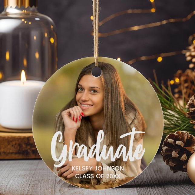 Chic Student Fotomodern Anpassningsbar 2023 Studen Julgransprydnad Keramik (Skapare uppladdad)