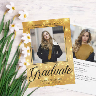 Chic Student Photo Guld Gnistra 2023 Studenten Meddelande