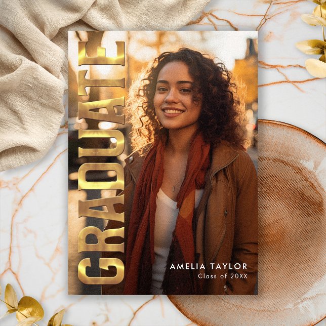 Chic Studenten-fetstipografi för Guld Party Inbjudningar (Skapare uppladdad)