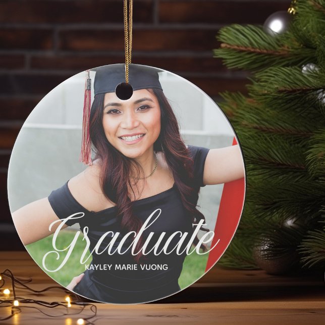 Chic Studenten fotovitskript Senior Student Julgransprydnad Keramik (Skapare uppladdad)