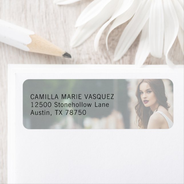 Chic Studenten Photo Black Script-Returadress Returadress Etikett (Insitu)