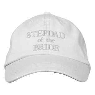 Chic styvfar till bruden rosapink vit bröllop broderad keps