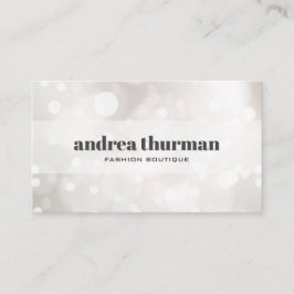 Chic Subtle Glitter White Bokeh-händelseregistreri Visitkort