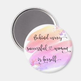 Chic "Successous Woman" Rosa Watercolor Typography Magnet