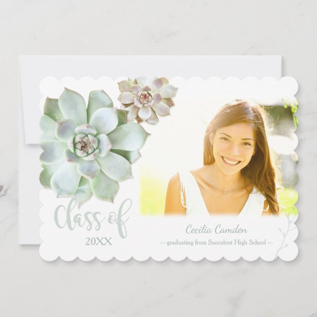 Chic Succulent Studenten Photo Notice Meddelande (Framsida)