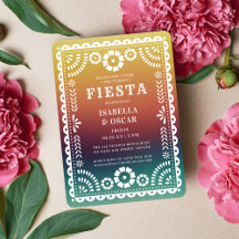 Chic Sunset Gradient Papel Picado Bröllop Fiesta