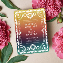 Chic Sunset Gradient Papel Picado Inspired Bröllop