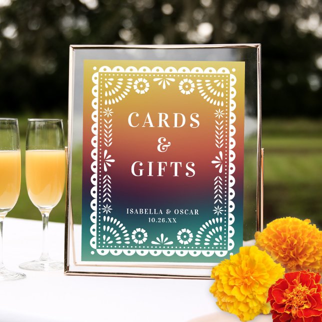 Chic Sunset Papel Picado Wedding Reception Sign Poster (Skapare uppladdad)